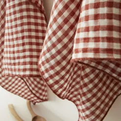 Lot de 2 essuie-main gaze de coton (50 x 70 cm) Gaïa vichy Terracotta