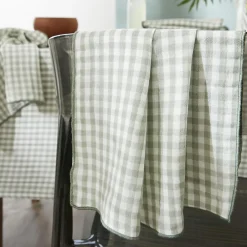 Lot de 2 essuie-main gaze de coton (50 x 70 cm) Gaïa vichy Vert eucalyptus