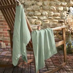 Lot de 2 essuie-mains gaze de coton (70 cm) Gaïa Vert eucalyptus