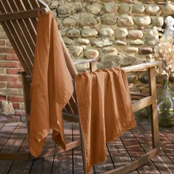 Lot de 2 essuie-mains gaze de coton (50 x 70 cm) Gaïa Abricot