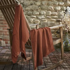 Lot de 2 essuie-mains gaze de coton (70 cm) Gaïa Terracotta