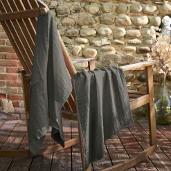 Lot de 2 essuie-mains gaze de coton (70 cm) Gaïa Gris granit