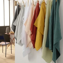 Lot de 2 essuie-mains gaze de coton (70 cm) Gaïa Gris granit