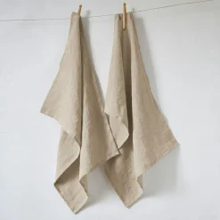 Lot de 2 essuie-mains lin lavé (50 x 70 cm) Louise Beige
