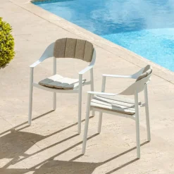 Lot de 2 fauteuils de jardin aluminium Monte Carlo Blanc
