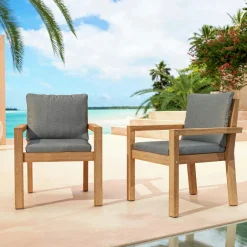 Lot de 2 fauteuils de jardin empilables en bois d'acacia Bornéo Gris anthracite