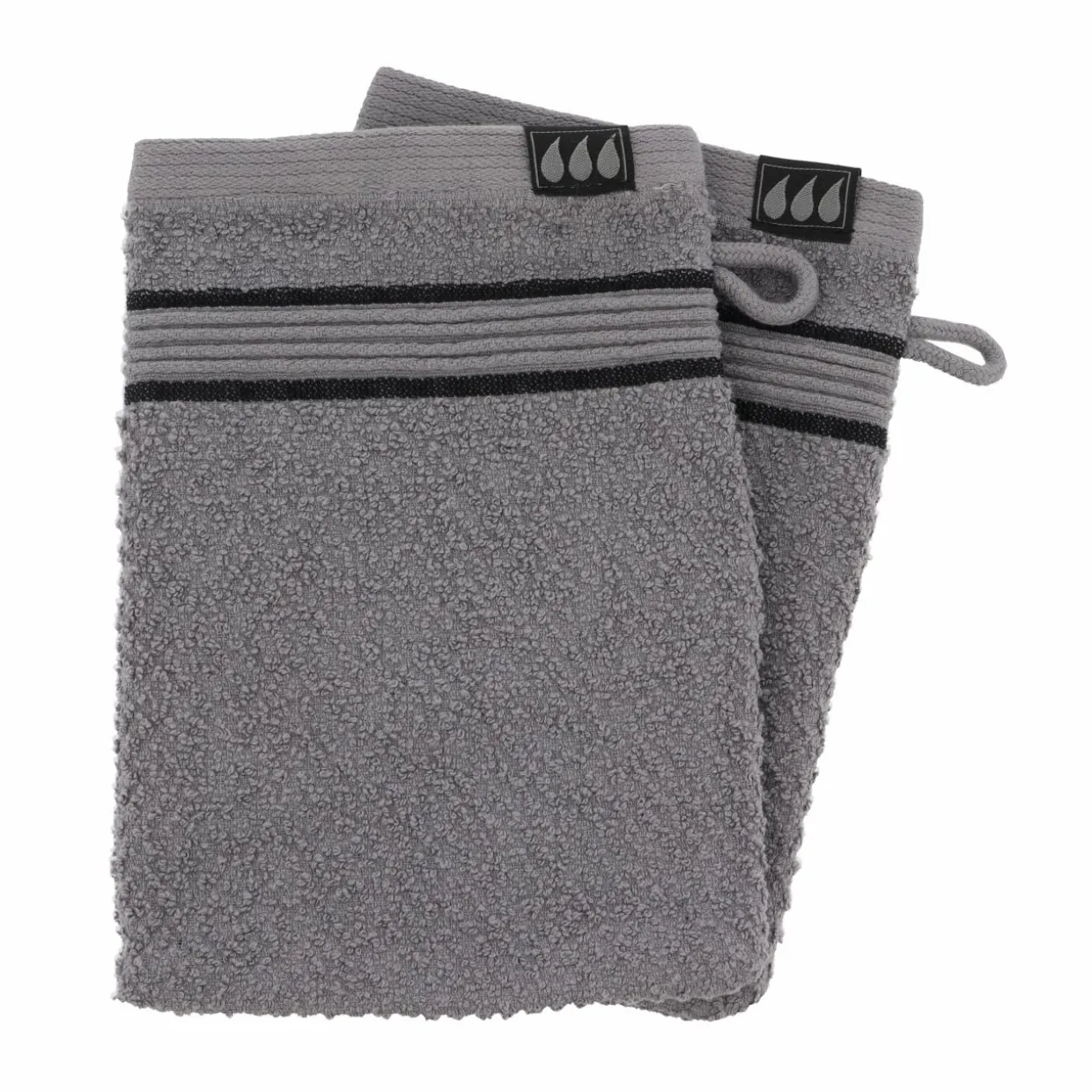 Lot de 2 gants de toilette coton (15 x 21 cm) Black Line Joia Gris / noir