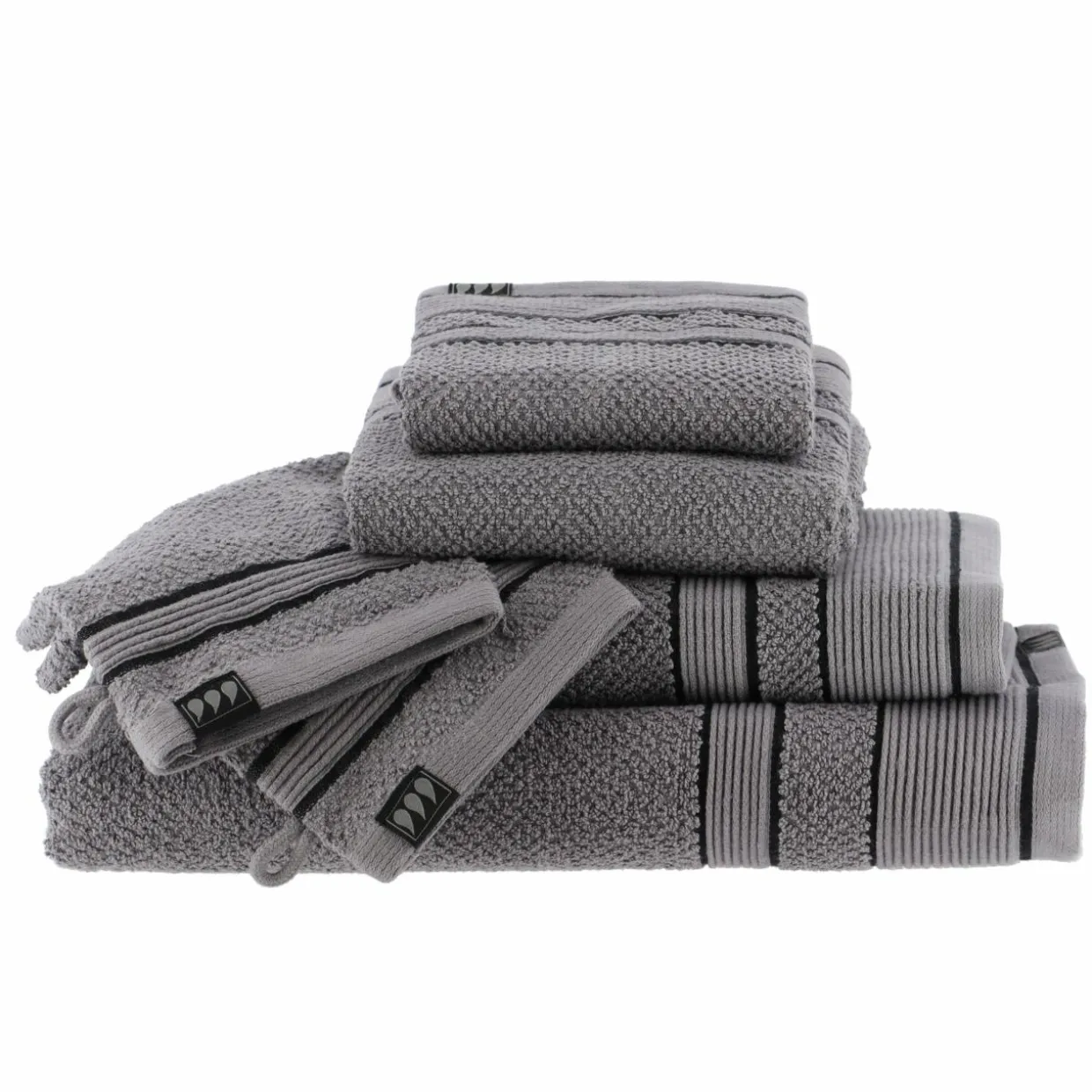 Lot de 2 gants de toilette coton (15 x 21 cm) Black Line Joia Gris / noir