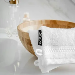 Lot de 2 gants de toilette coton bio (15 x 21 cm) Méline Blanc chantilly