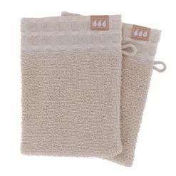 Lot de 2 gants de toilette coton (15 x 21 cm) Season Color Beige