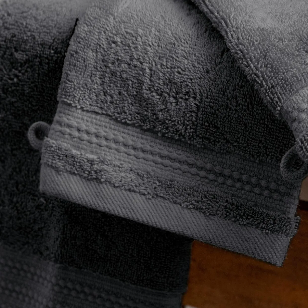 Lot de 2 gants de toilette coton bio (15 x 21 cm) Méline Gris orage