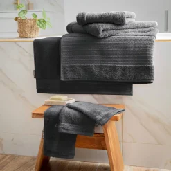 Lot de 2 gants de toilette coton bio (15 x 21 cm) Méline Gris orage