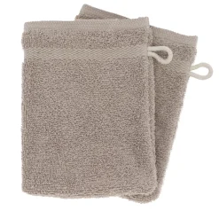 Lot de 2 gants de toilette coton (15 x 21 cm) Timeless Taupe