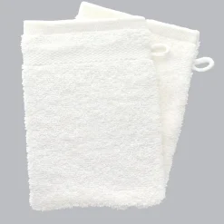 Lot de 2 gants de toilette coton (15 x 21 cm) Timeless Blanc