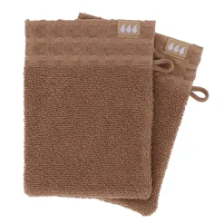 Lot de 2 gants de toilette coton (15 x 21 cm) Season Color Caramel