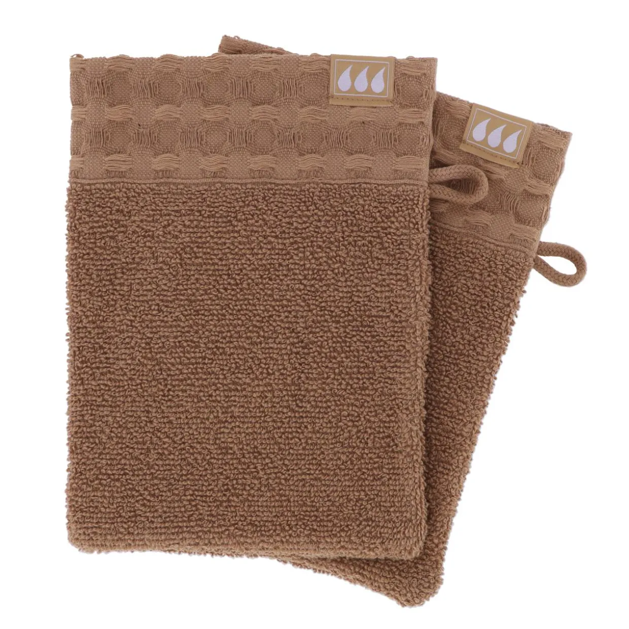 Lot de 2 gants de toilette coton (15 x 21 cm) Season Color Caramel