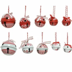 Lot de 14 grelots en fer (H6 cm) Blanc et Rouge