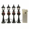 Lot de 4 lampadaires illuminés (H12 cm) pour aménager un village