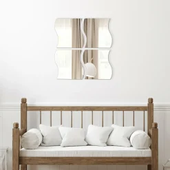 Lot de 4 miroirs adhésifs (H30 cm) Vagues