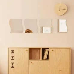 Lot de 4 miroirs adhésifs (H19 cm) Vagues