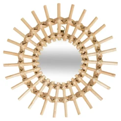 Lot de 3 miroirs (D28 cm) Soleil Rotin Naturel