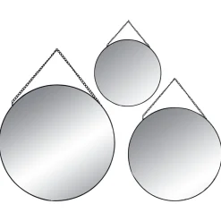 Lot de 3 miroirs en métal (D29 cm) Ovalia Noir