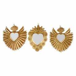 Lot de 3 miroirs en métal (H20 cm) Exvoto Or
