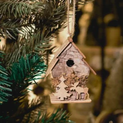 Lot de 2 nichoirs (H7,5 cm) Ecorce à suspendre Marron