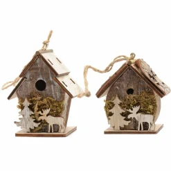 Lot de 2 nichoirs (H7,5 cm) Ecorce à suspendre Marron