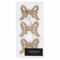 Lot de 3 noeuds à suspendre (H6,5 cm) Papillons Champagne