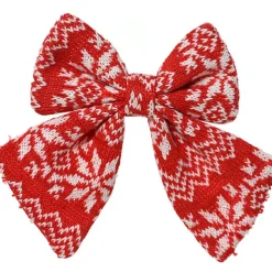 Lot de 2 Noeuds de Noël (H13 cm) Tradition Rouge et blanc