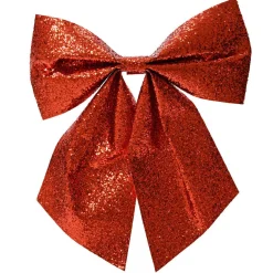 Lot de 5 nœuds de Noël (H9 cm) Scintillant Rouge