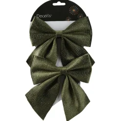 Lot de 2 Nœuds de Noël (H15 cm) London chic Vert