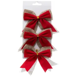 Lot de 3 nœuds (H12 cm) Jute Rouge