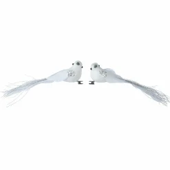 Lot de 2 oiseaux du Paradis (H4,5 cm) Blanc