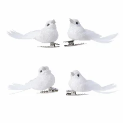 Lot de 4 oiseaux (H5 cm) Caribana Blanc