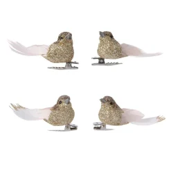 Lot de 4 oiseaux (H5 cm) Caribana Or