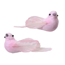 Lot de 2 Oiseaux sur pince (L11 cm) Niseko Rose poudré