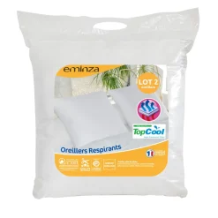 Lot de 2 oreillers carrés moelleux (60 x 60 cm) Respirants Blanc