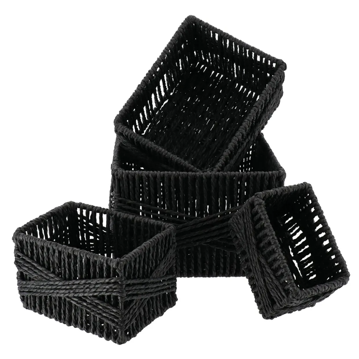 Lot de 4 paniers de rangement (21 x H14 cm) Paper Noir