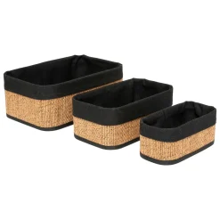 Lot de 3 paniers de rangement bambou (H12 cm) Stremy Beige