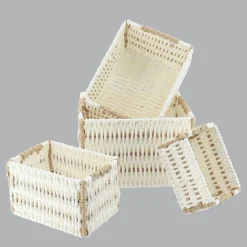 Lot de 4 paniers de rangement Paper Blanc