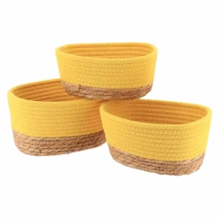 Lot de 3 paniers de rangement (H13 cm) Timeless Jaune moutarde