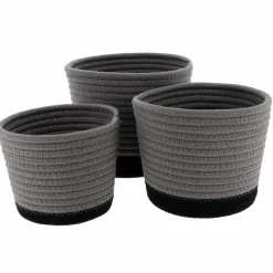 Lot de 3 paniers (H16 cm) Black Line Gris/Noir
