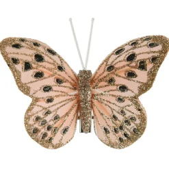 Lot de 4 Papillons sur pince (H6 cm) Papillon des neiges Rose poudré