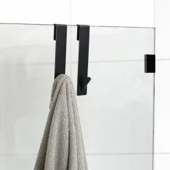 Lot de 2 patères à suspendre spécial paroi de douche (H18 cm) Noir
