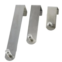 Lot de 3 patères de porte acier inoxydable (H7-13-19 cm) Chrome
