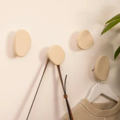 Lot de 4 patères murales bois (H10 cm) Karen Ivoire