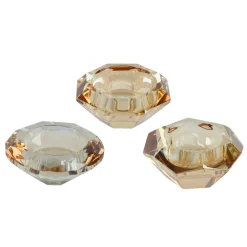 Lot de 12 photophores en verre (D7 cm) Diamant cristal brun