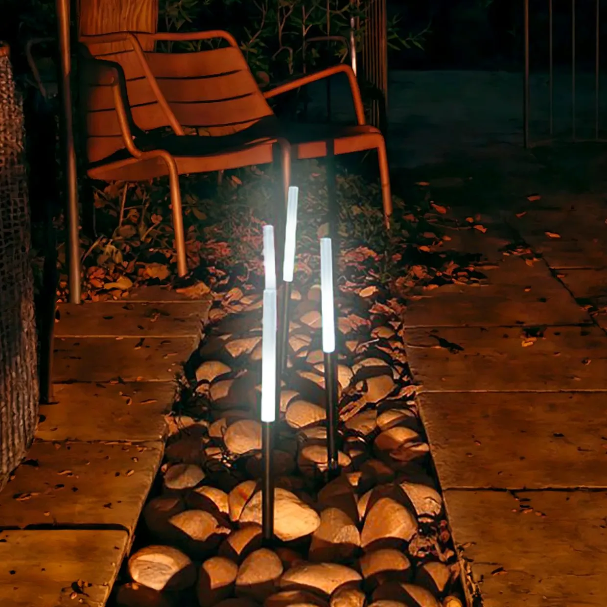 Lot de 4 piques lumineux de jardin (H51,5 cm) Cylindre Blanc froid